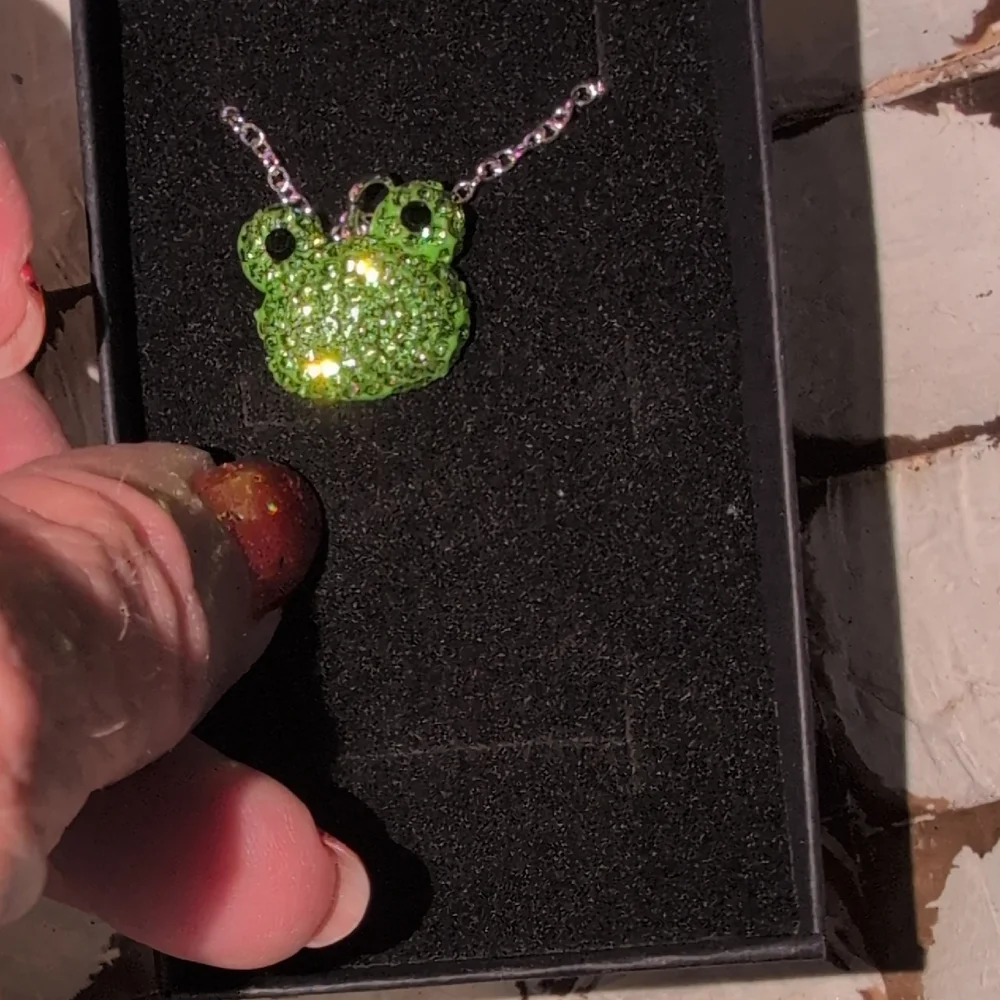Sparkling Green Frog Necklace